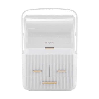 Livingandhome Desktop Cosmetics Storage Organiser White 3 Drawer Plastic Desk Tidy