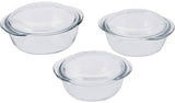 Pyrex 3 piece clear casserole set, imported from the UK