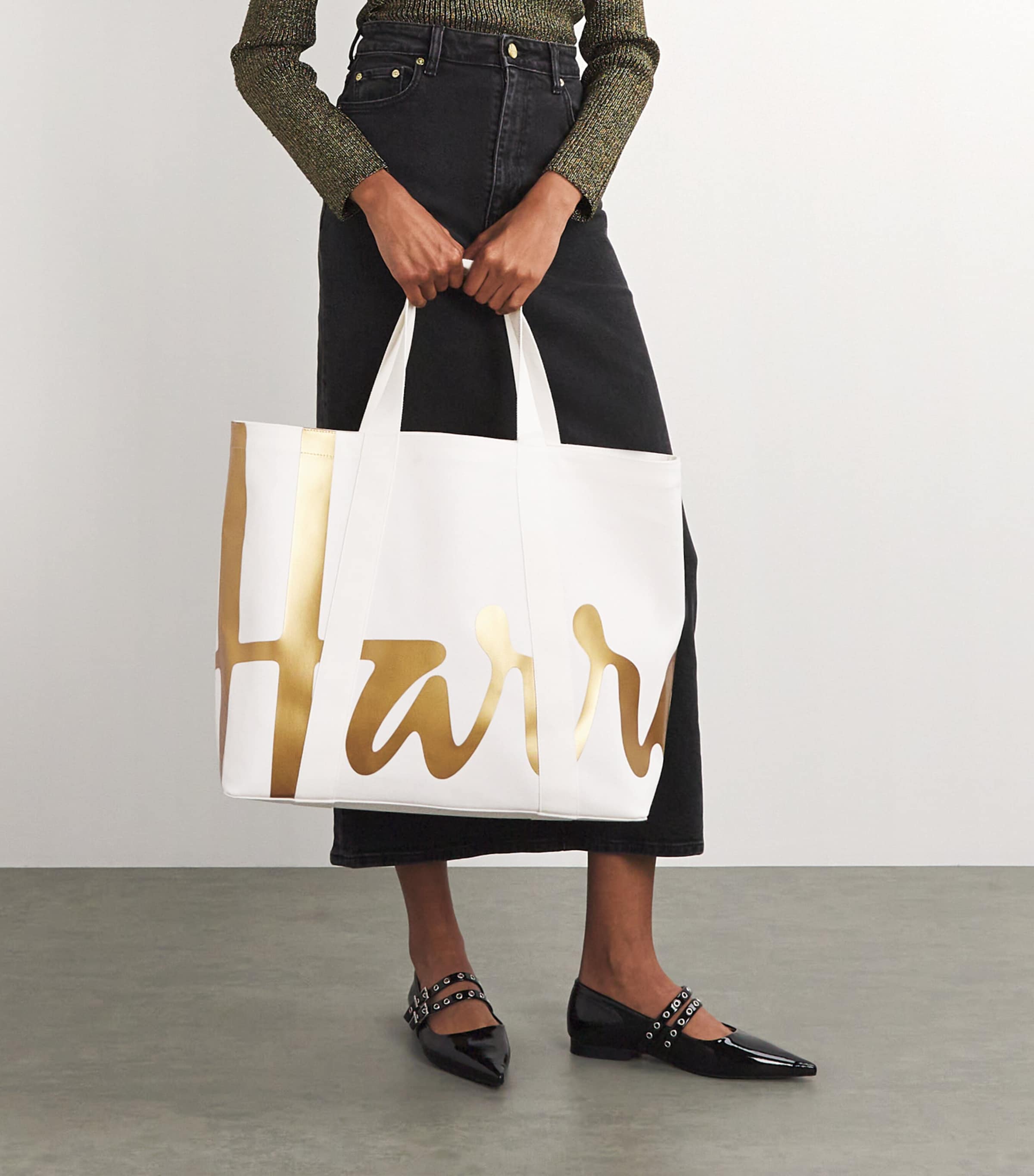 Harrods Large Cotton Logo Tote Bag