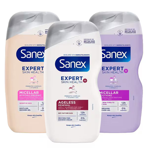 Sanex Expert Skin Health+ Bundle shower gel and cream set imported from the UK