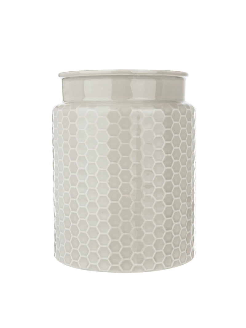 Kitchen Pantry grey utensil holder ceramic 18cm x 14cm x 14cm, UK version
