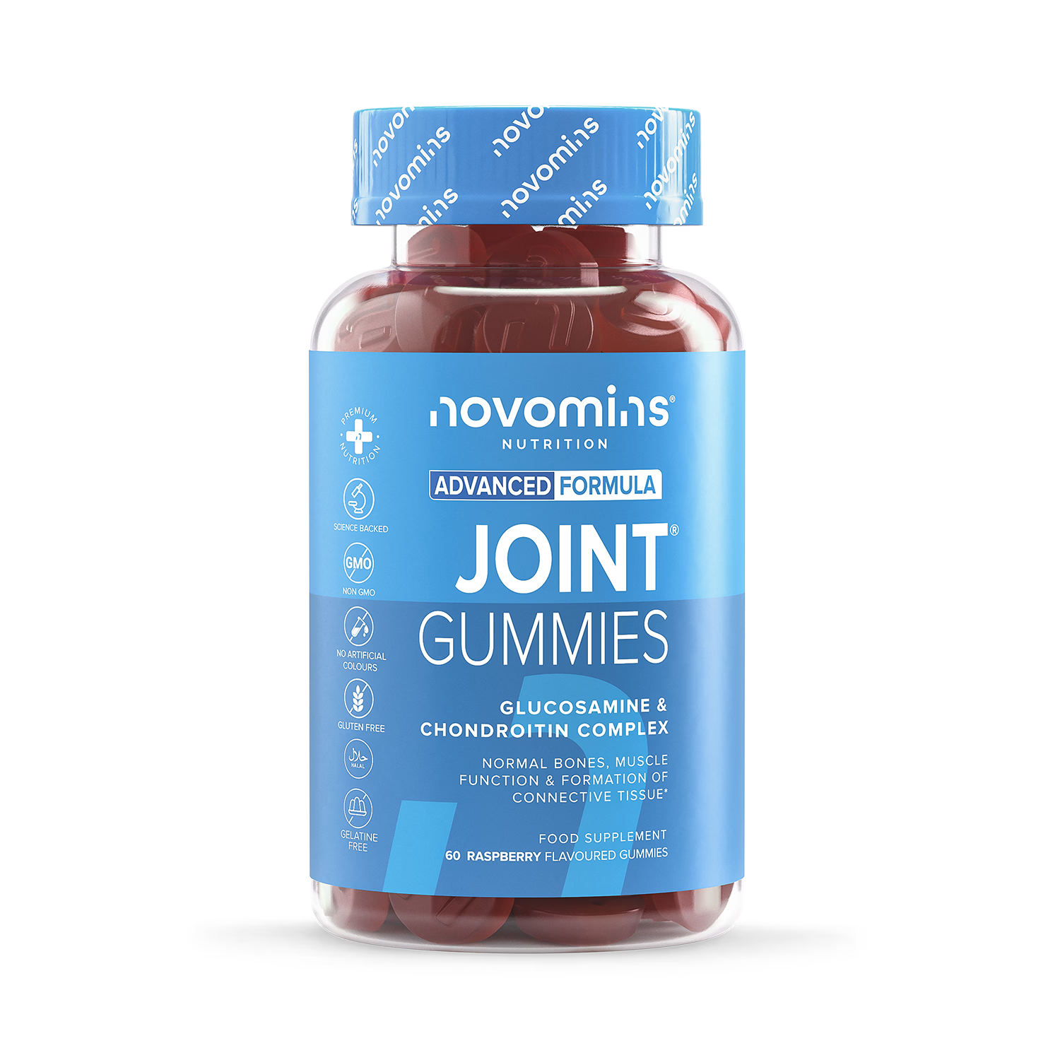 Novomins Joint Raspberry Flavoured Gummies 60 Gummies, imported from the UK