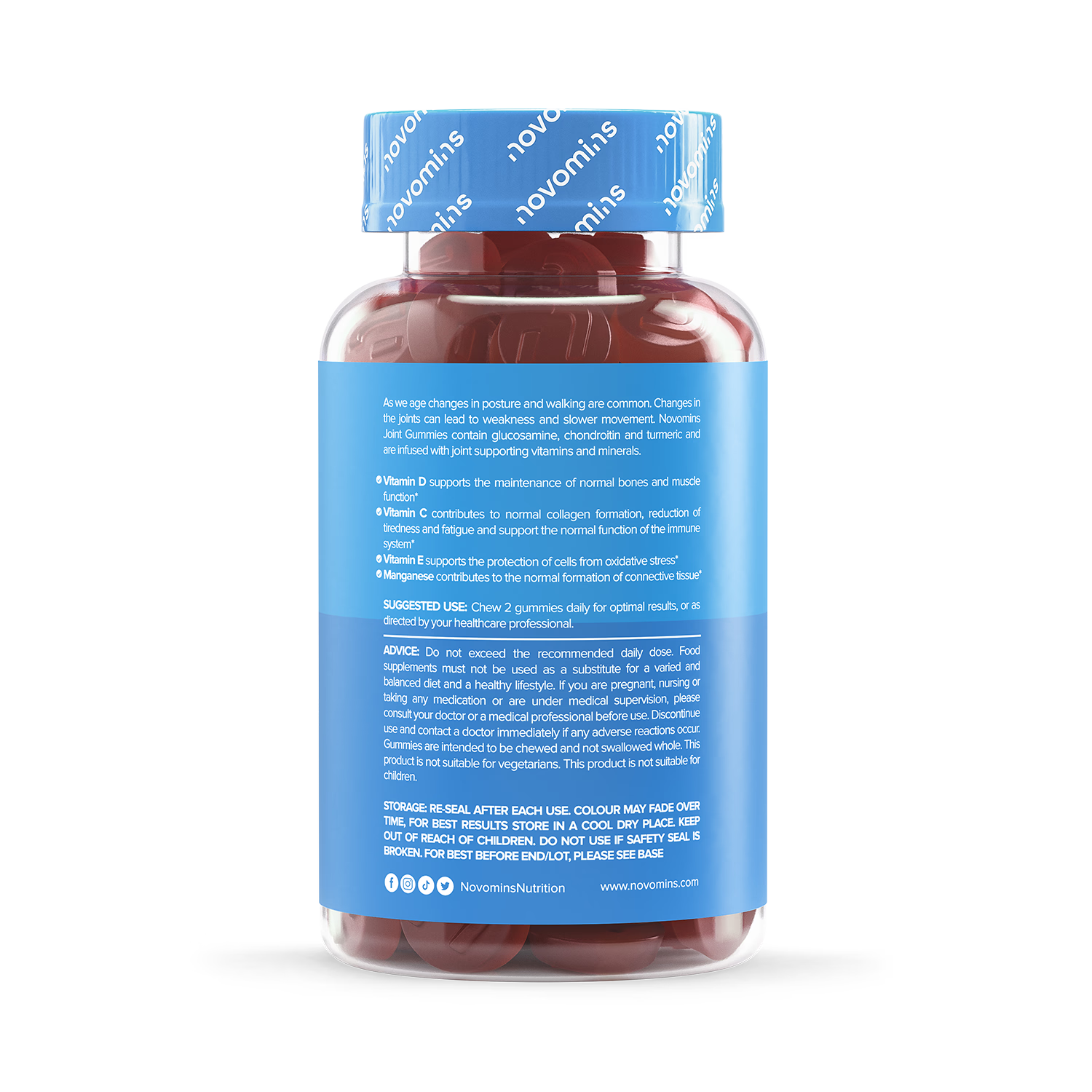 Novomins Joint Raspberry Flavoured Gummies 60 Gummies, imported from the UK