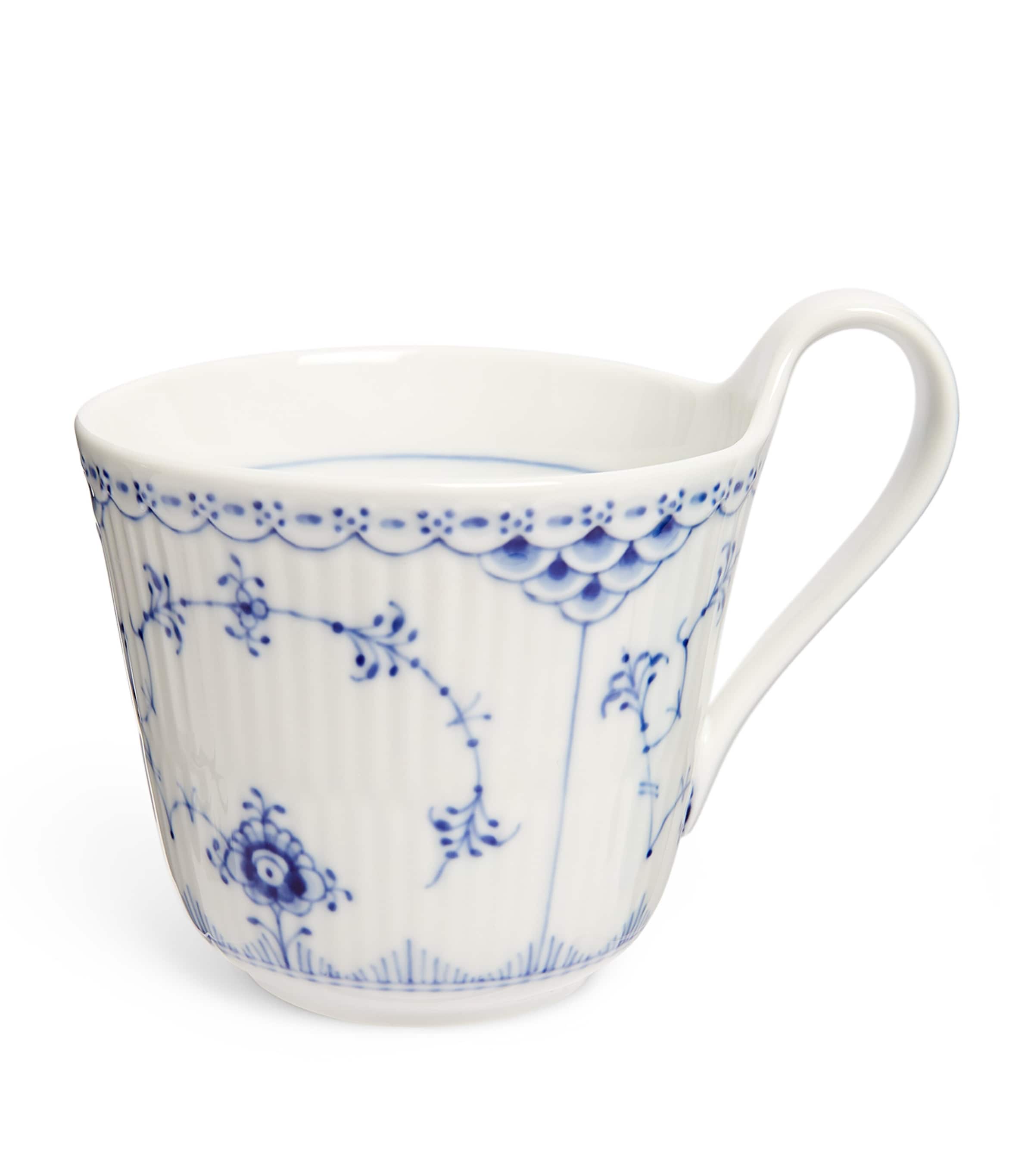 Royal Copenhagen Blue Fluted Half Lace mug, imported from the UK