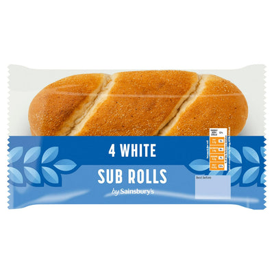 White Submarine Rolls Topped with Semolina, Pack of 4