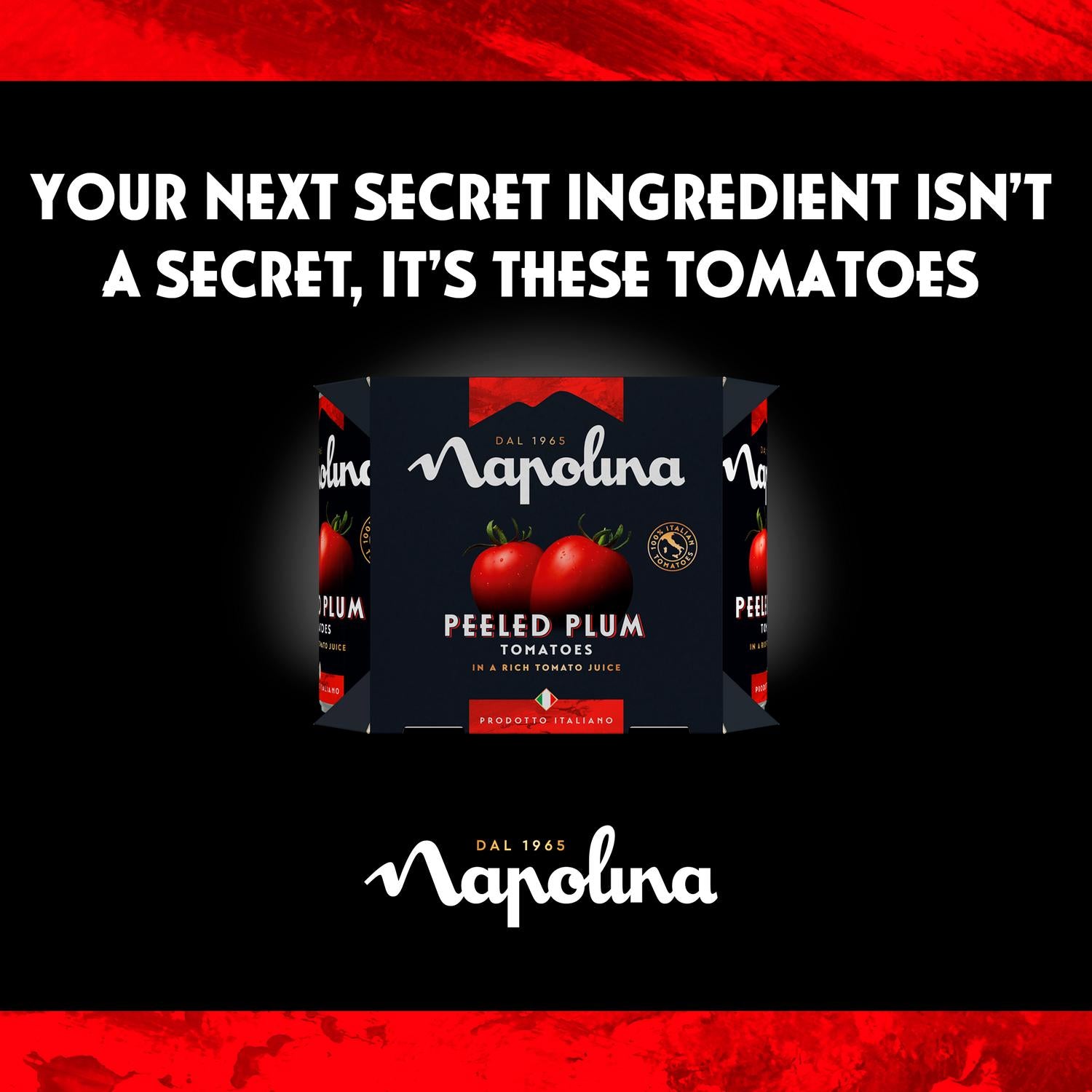 Napolina Peeled Plum Tomatoes 4x400g, imported from the UK