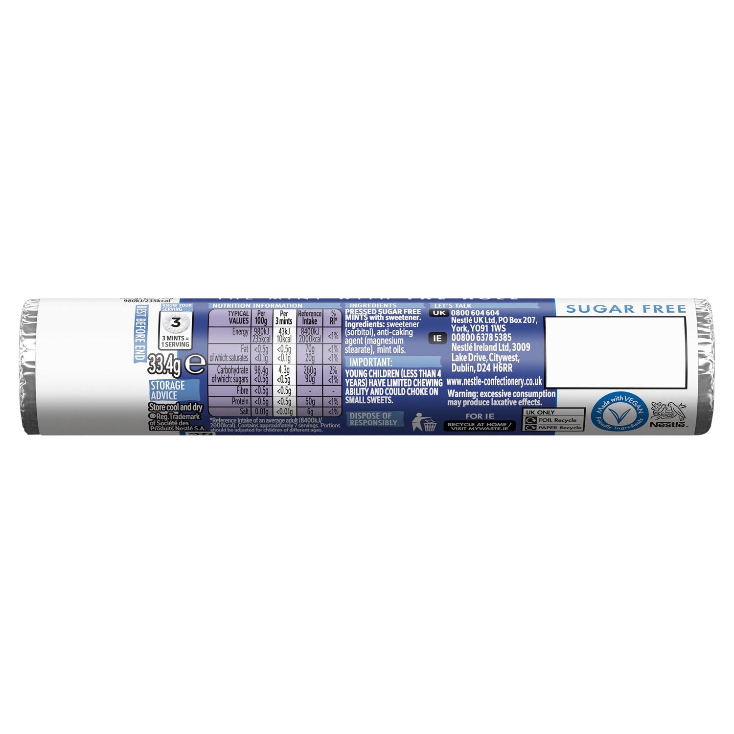 Polo sugar free mint tube 33.4g, imported from the UK