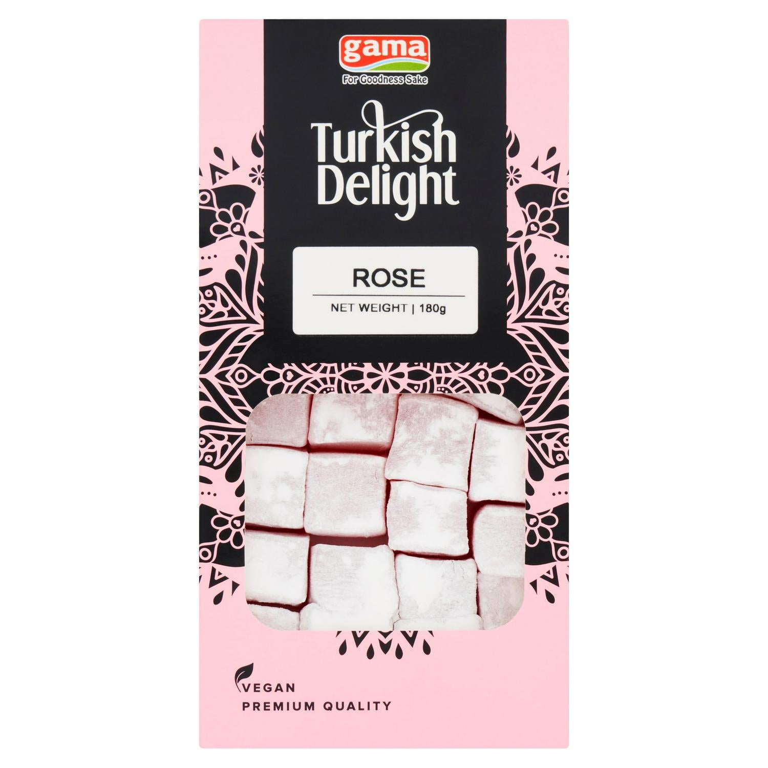 Original box of Gama Rose Turkish Delight confectionery 180g, UK version
