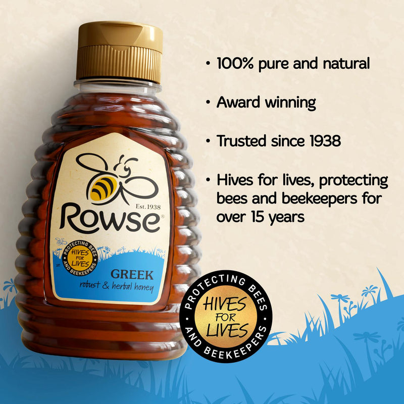 Rowse Greek Honey Squeeze Bottle 250g, imported from the UK