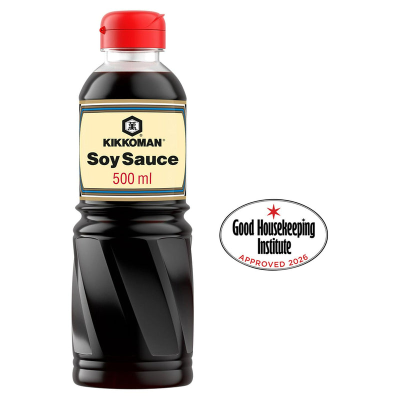 Kikkoman naturally brewed soy sauce 500g bottle, UK version