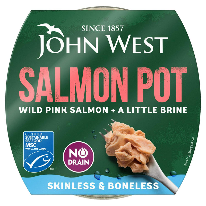 John West skinless boneless salmon pot 80g, UK version