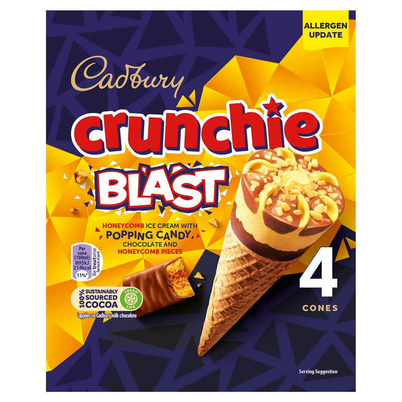 Cadbury Crunchie Blast Ice Cream Cone 4x100ml - British product