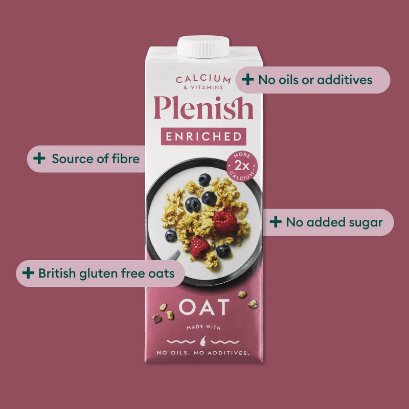 Plenish oat drink enriched with calcium 1L, imported from the UK