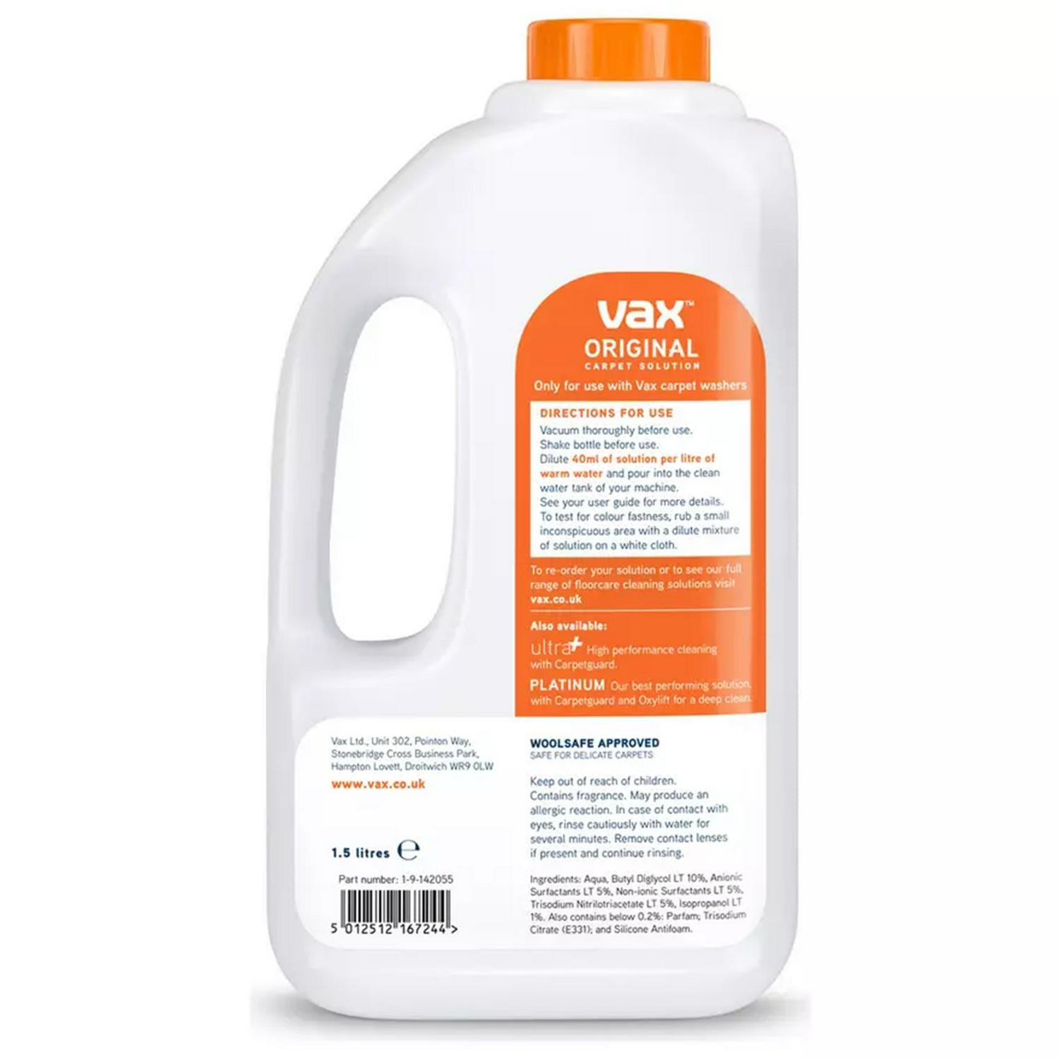 Vax carpet cleaning solution rose fragrance 1.5L - British product