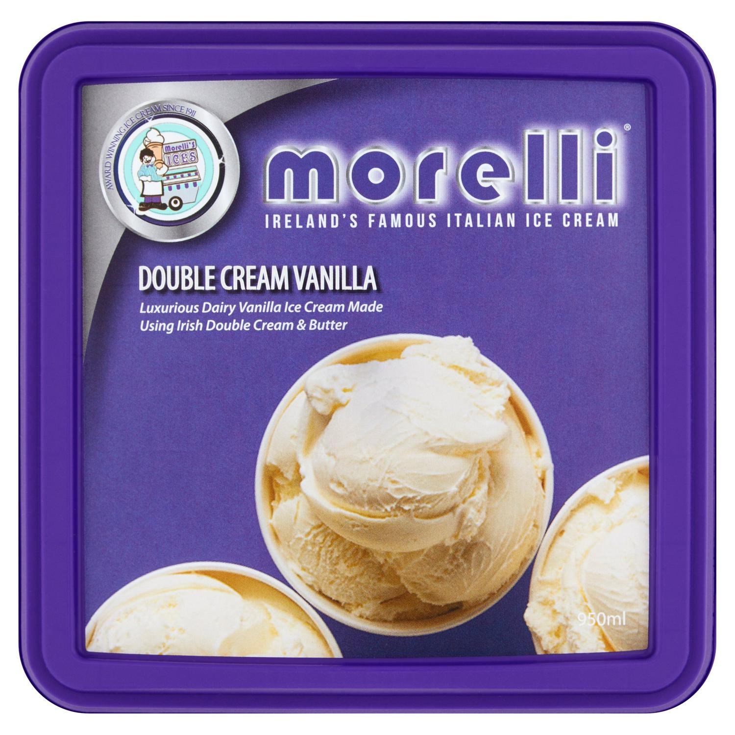 Morelli double cream vanilla ice cream 950ml, imported from the UK