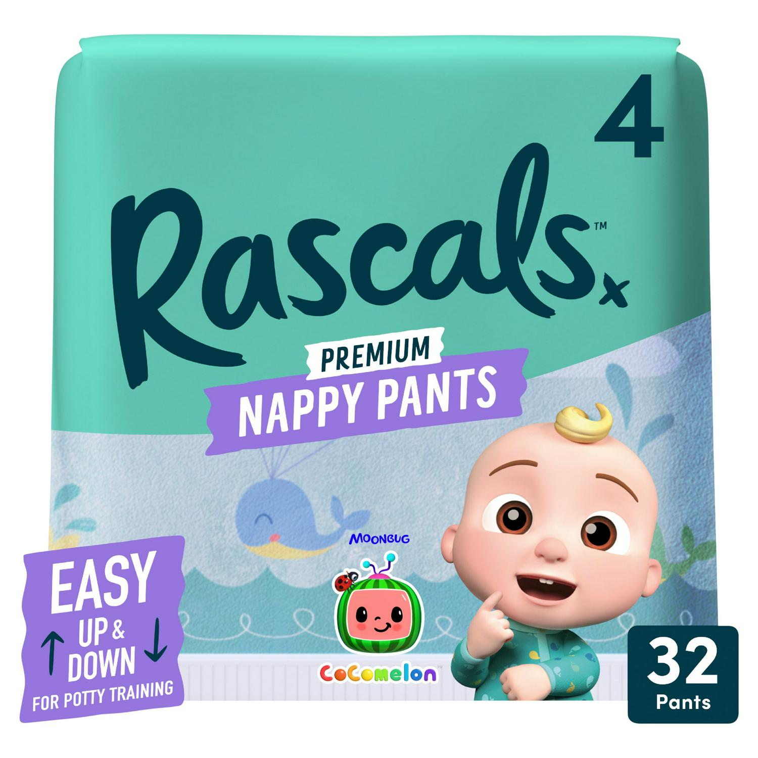 Rascals Nappy Pants CoComelon Size 4, imported from the UK