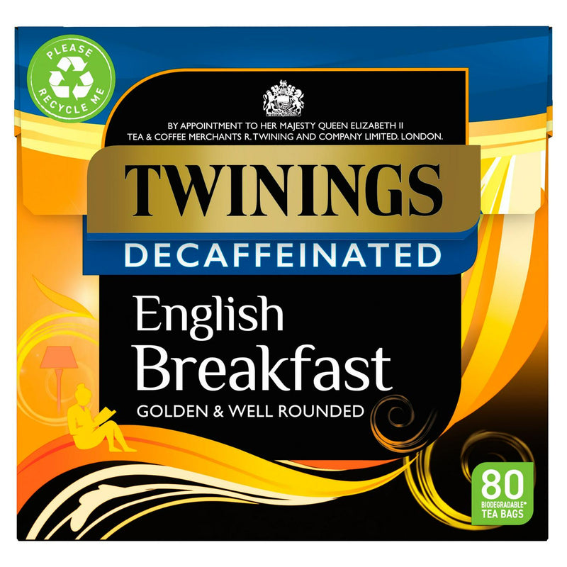 Twinings English Breakfast Decaffeinated Tea Bags 80 count 218g (British brand)