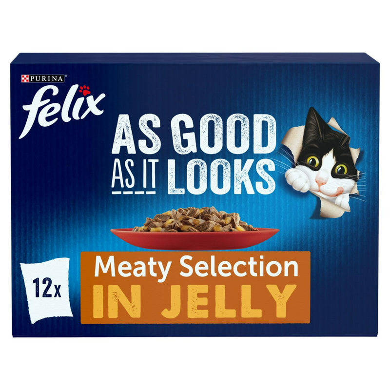 Felix wet cat food meaty selection jelly 12 pack - British product