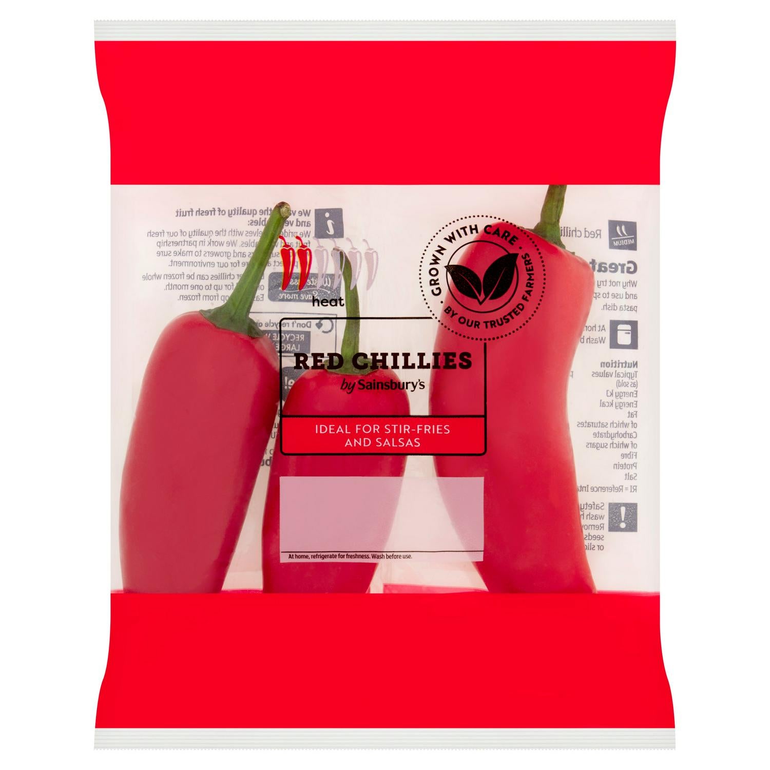 Sainsbury's fresh red chillies 65g pack grocery store item (British brand)