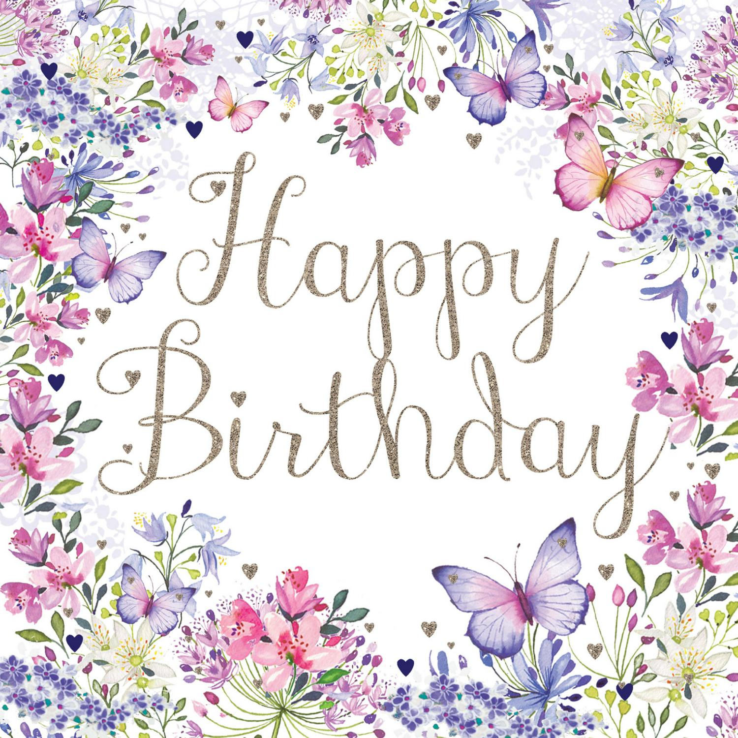 Nigel Quiney birthday card flowers butterflies, UK version
