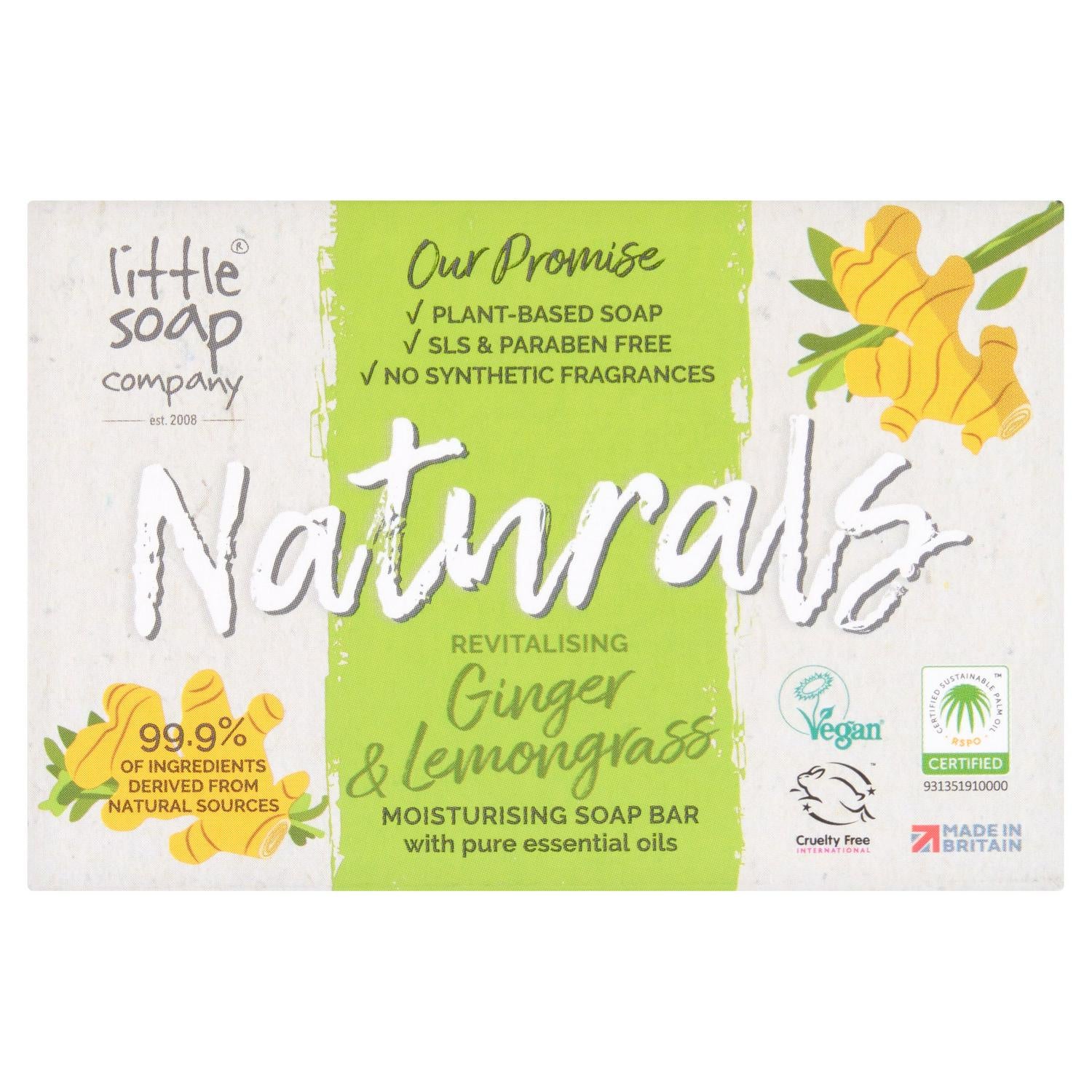 Little Soap Company Ginger & Lemongrass Moisturising Soap Bar 100g, UK version