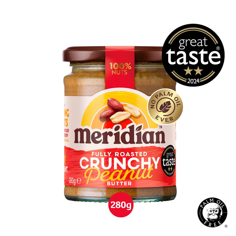 Meridian Crunchy Peanut Butter 280g, imported from the UK