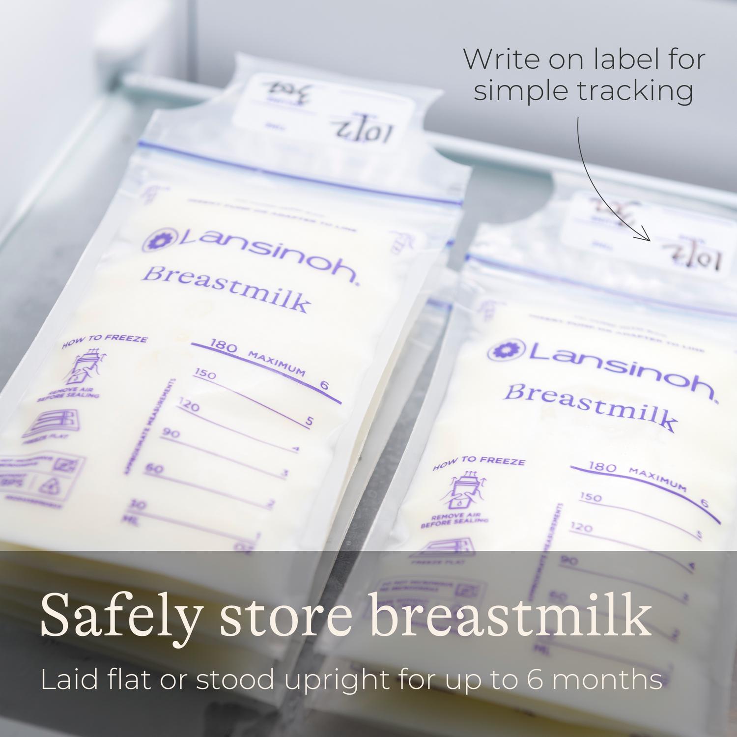 Lansinoh breastmilk storage bags x25 pre sterilised double zipper seal, UK version