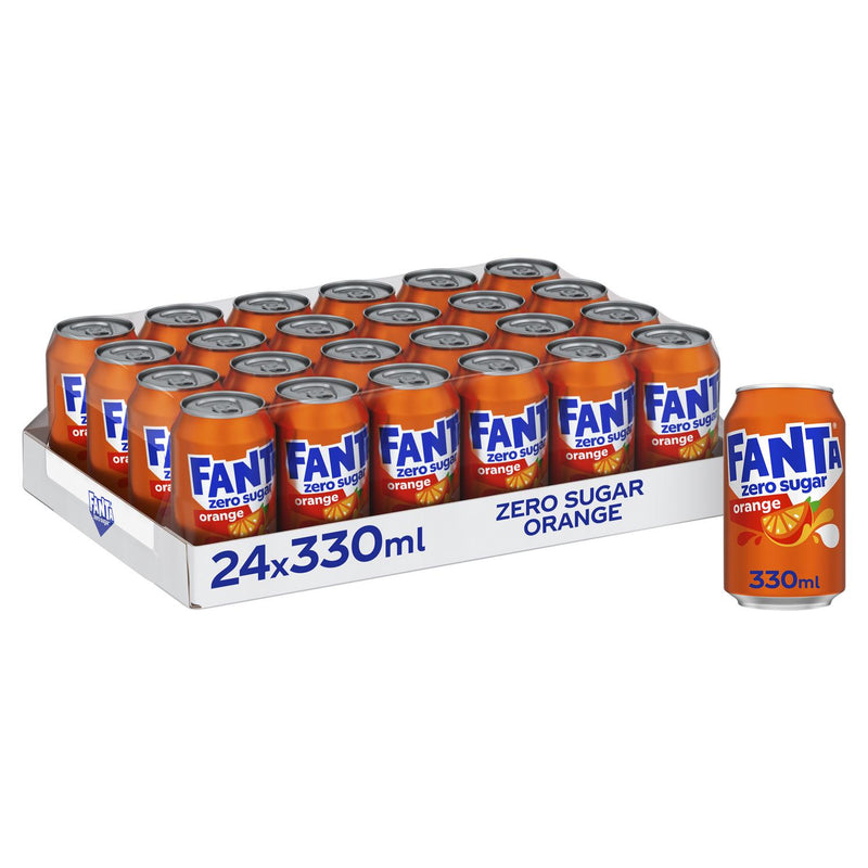 Fanta Orange Zero soft drink 24 pack 330ml - British product