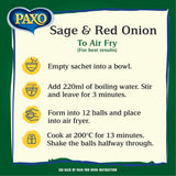 Paxo Sage & Red Onion Stuffing Mix 150g, imported from the UK