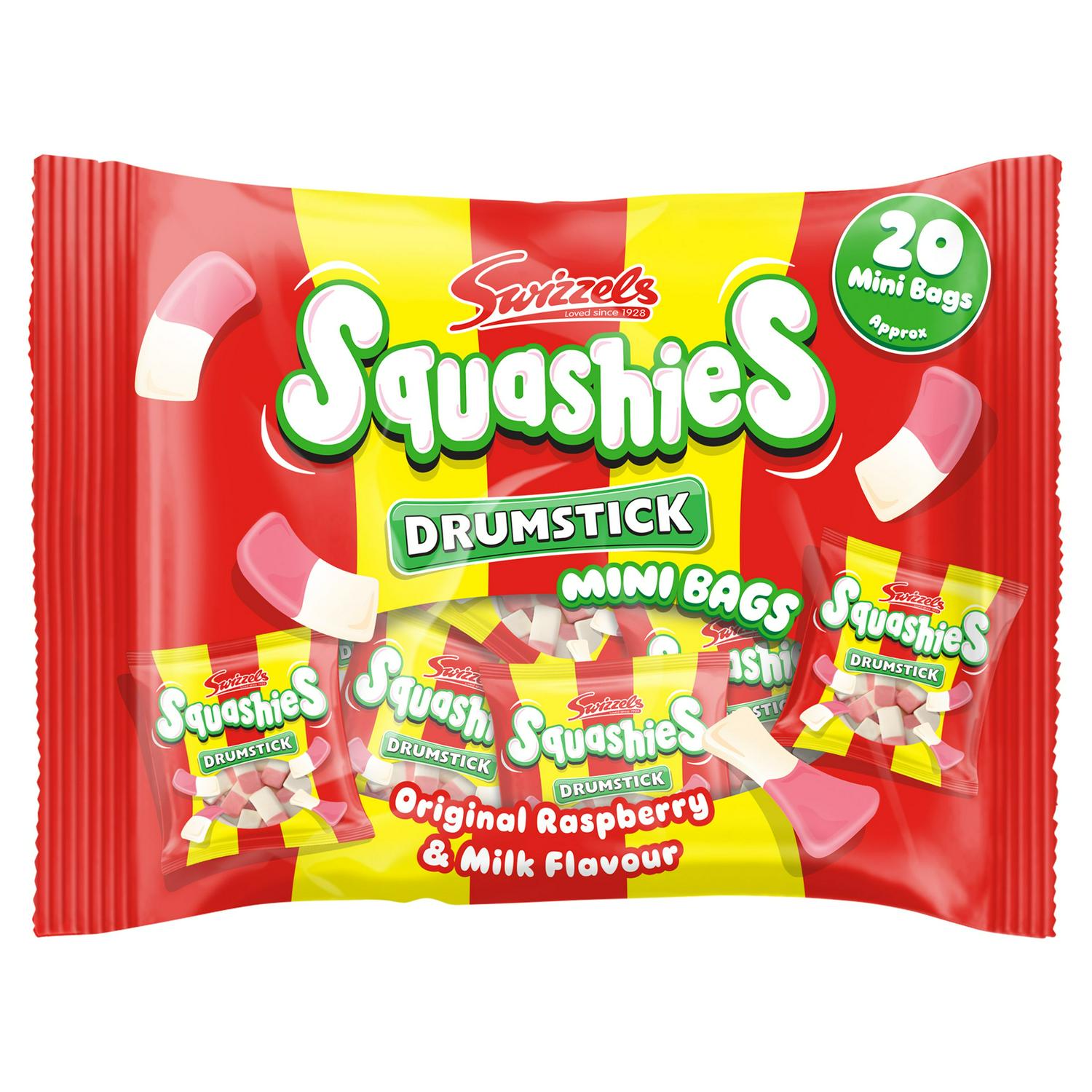 Swizzels Squashies Raspberry & Milk Gums 280g (British brand)