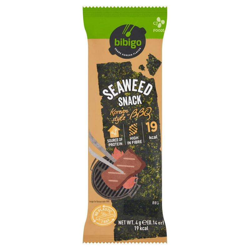 Bibigo Korean seaweed snack BBQ flavour 4g - British product
