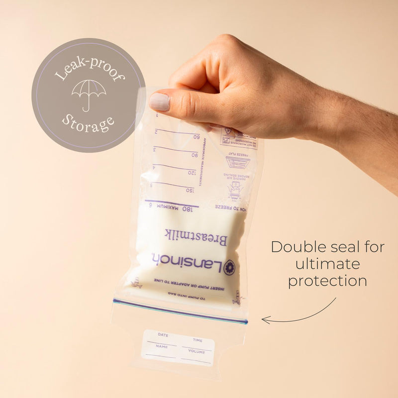 Lansinoh breastmilk storage bags x25 pre sterilised double zipper seal, UK version