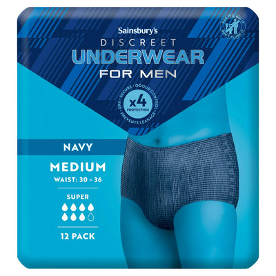 Comfort Fit Discreet Underwear for Men Super Medium Pants 12 Pack