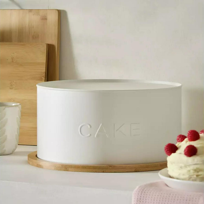Habitat Embossed Steel Cake Tin with Bamboo Lid 41.5cm, UK version