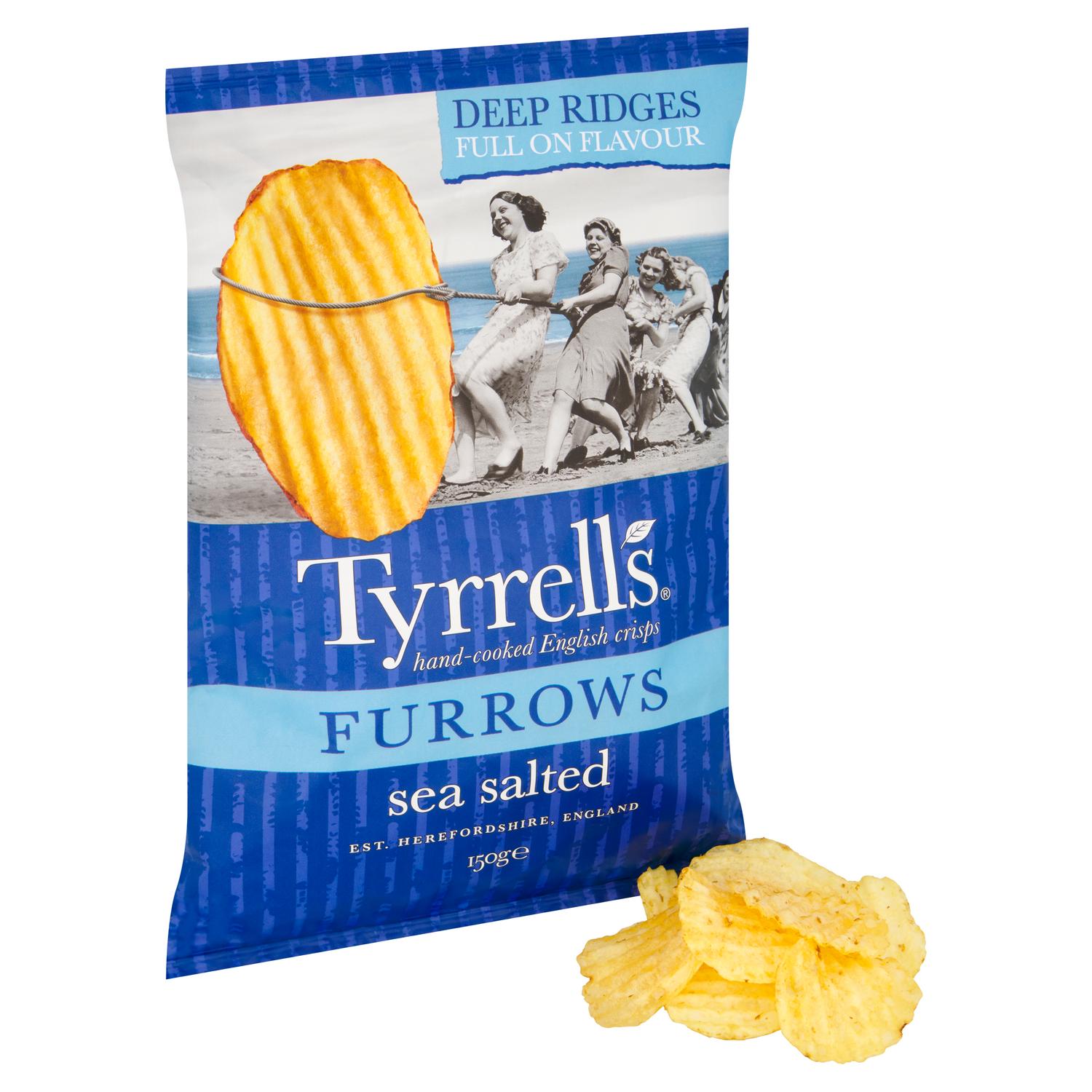 Tyrrells Furrows Sea Salted Sharing Crisps 150g (British brand)