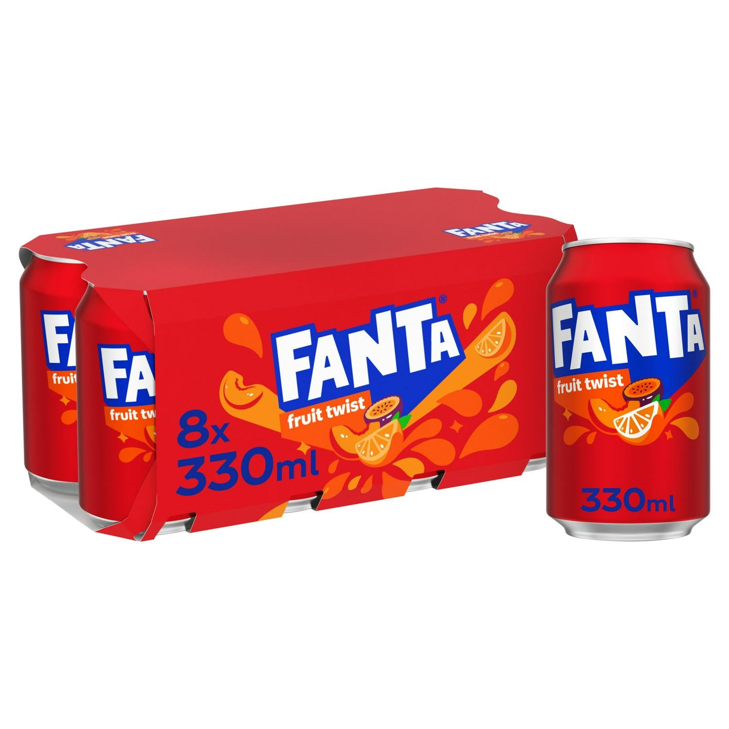 Fanta Fruit Twist sparkling drink 8x330ml - British product