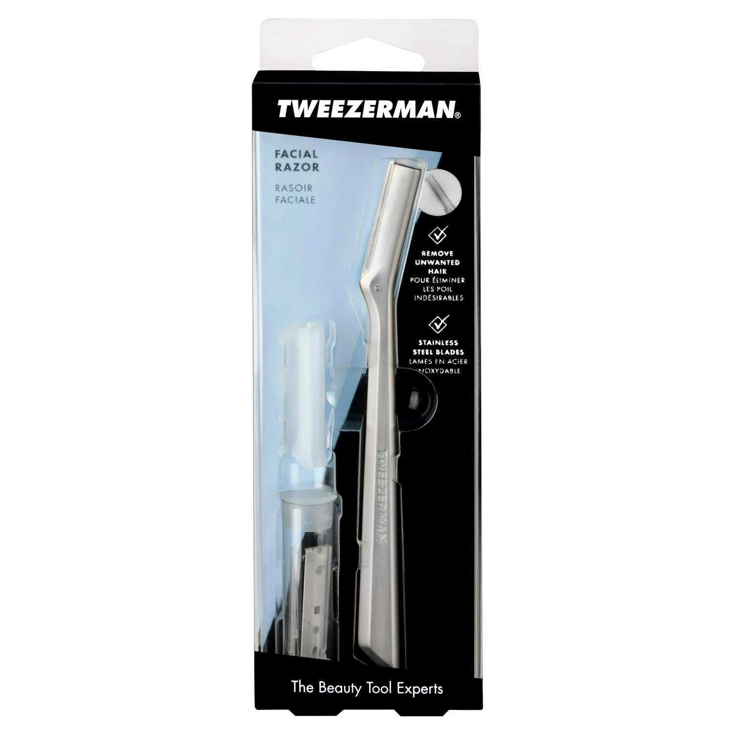 Tweezerman Facial Razor for hair removal stainless steel (British brand)
