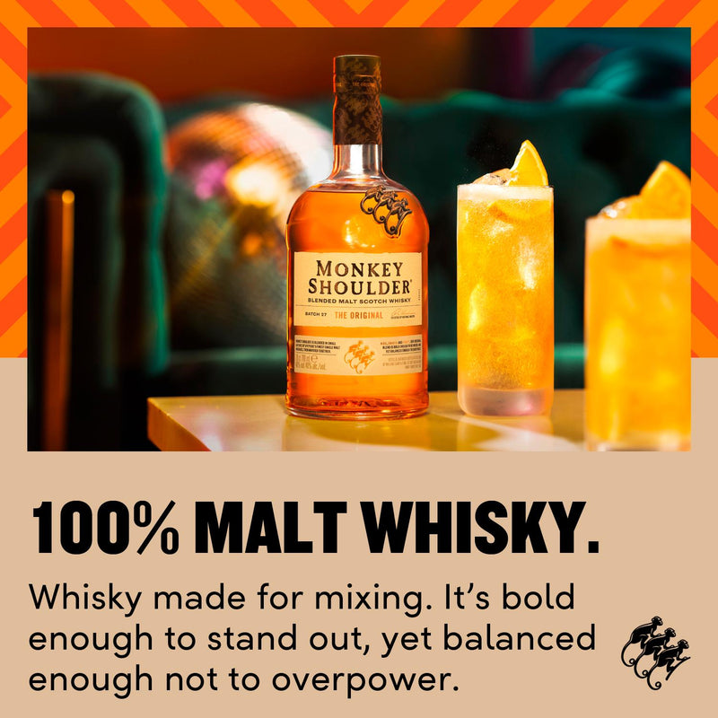 Monkey Shoulder Blended Malt Whisky 70cl, imported from the UK