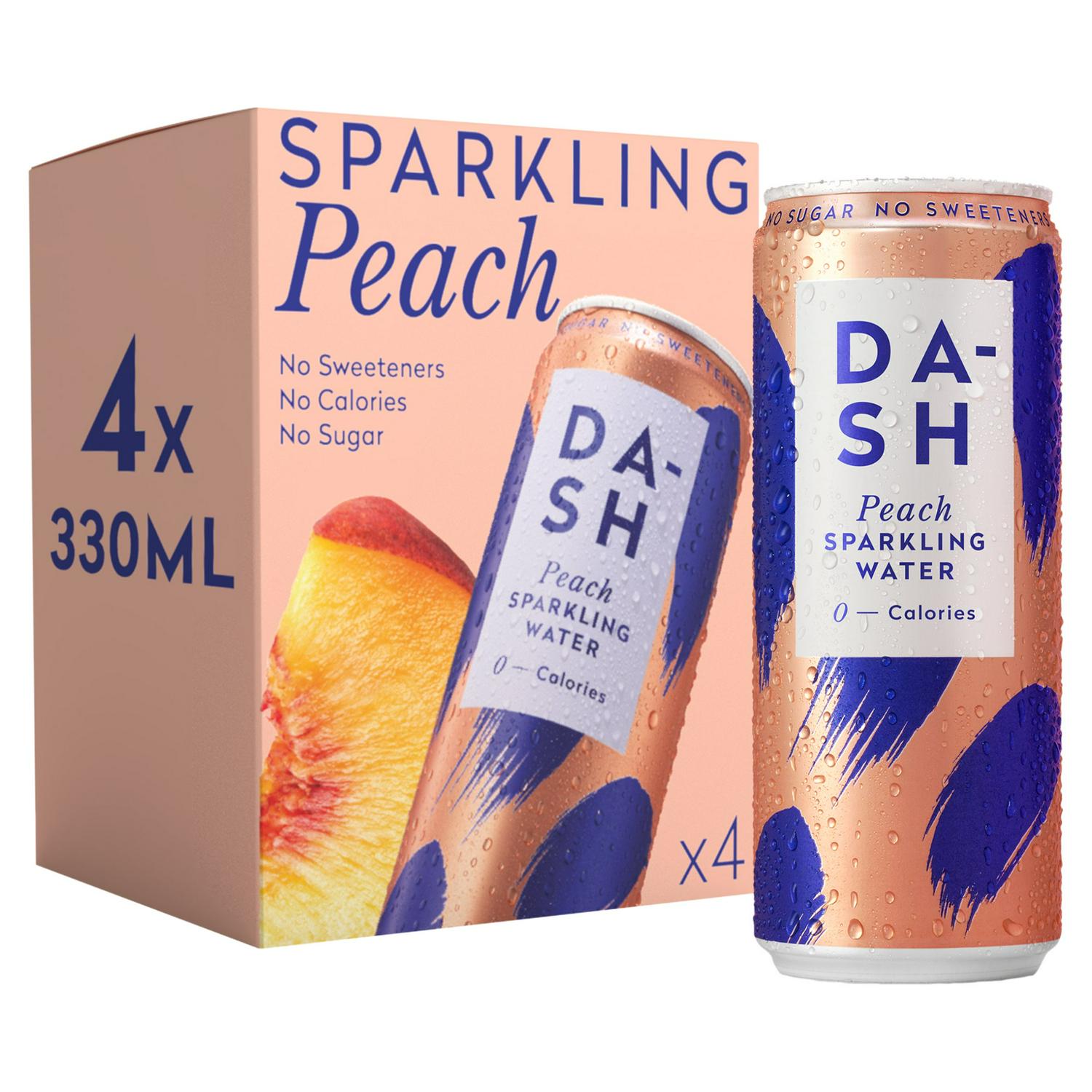 Dash peach sparkling water multipack 4 x 330ml - British product