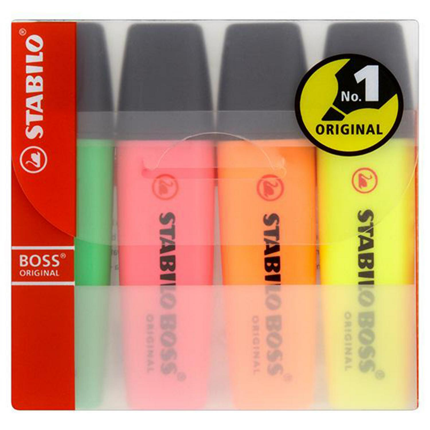 Stabilo Boss Highlighters Assorted Pack of 4 (British brand)