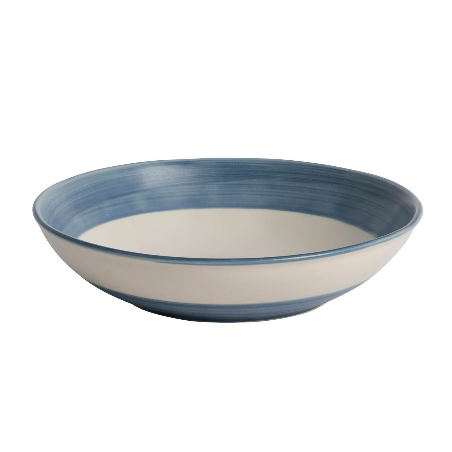 Habitat Artisan Stripe Stoneware Pasta Bowl - Blue