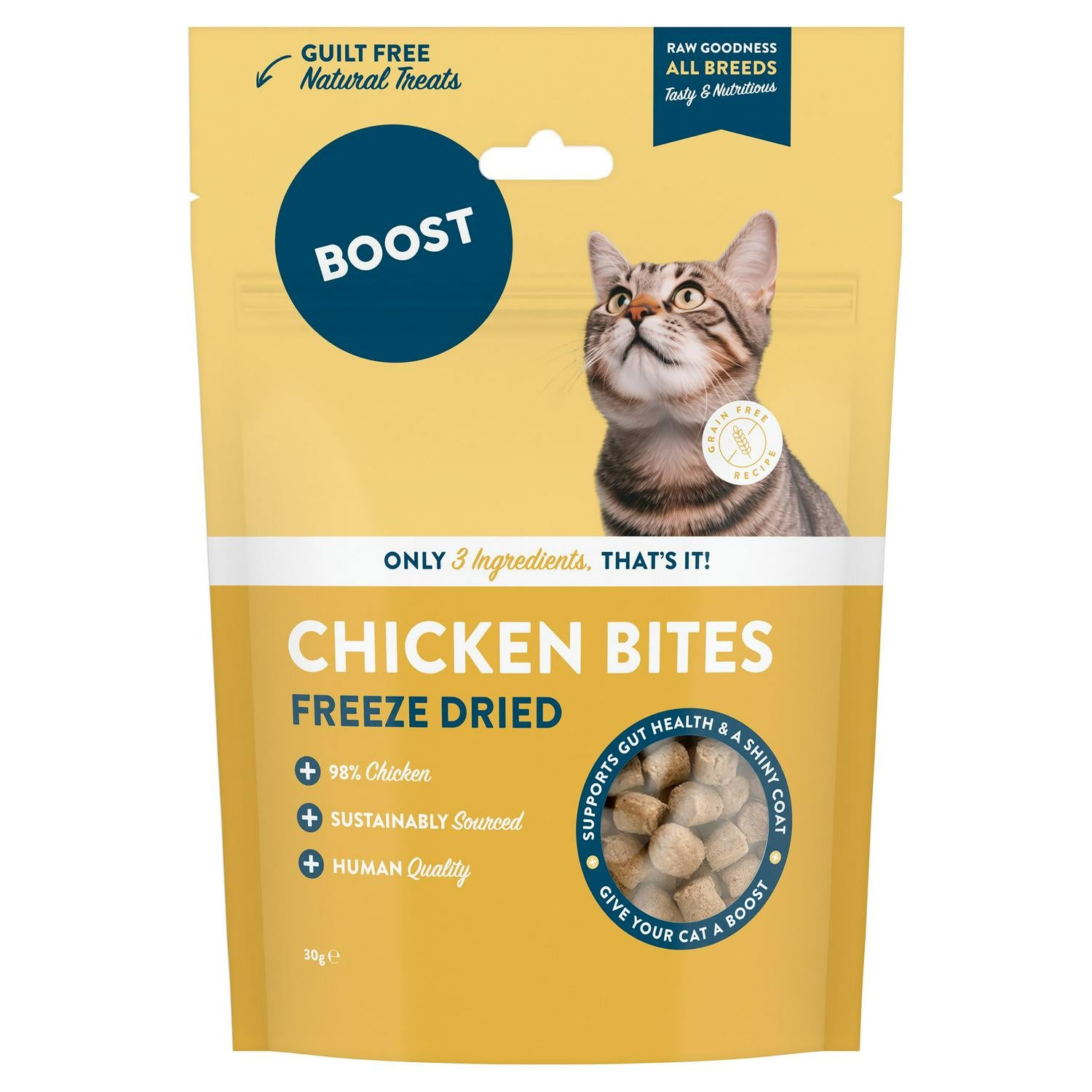Boost Chicken Bites freeze dried cat treat 30g - British product