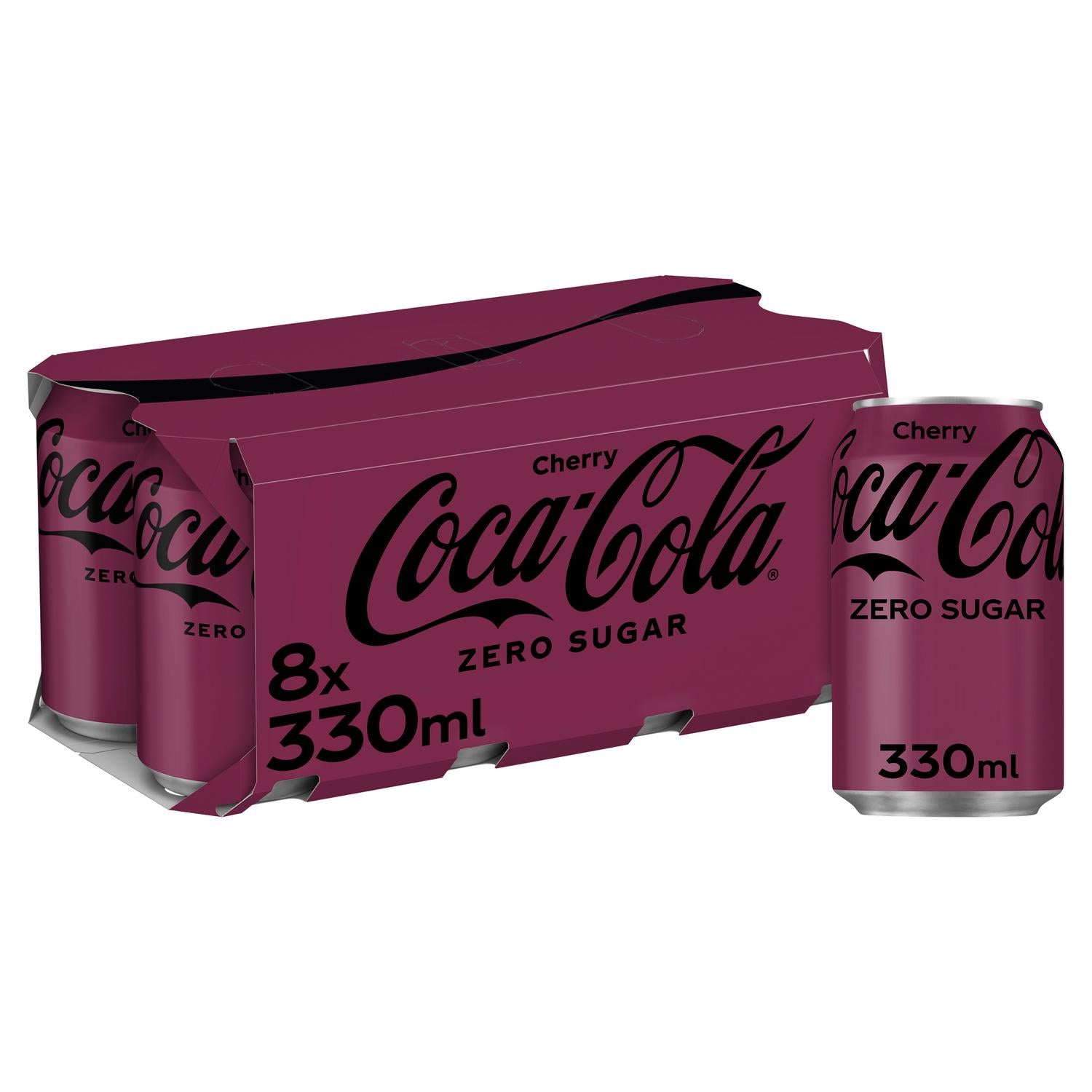Coca Cola Zero Sugar Cherry cola drink 8x330ml - British product