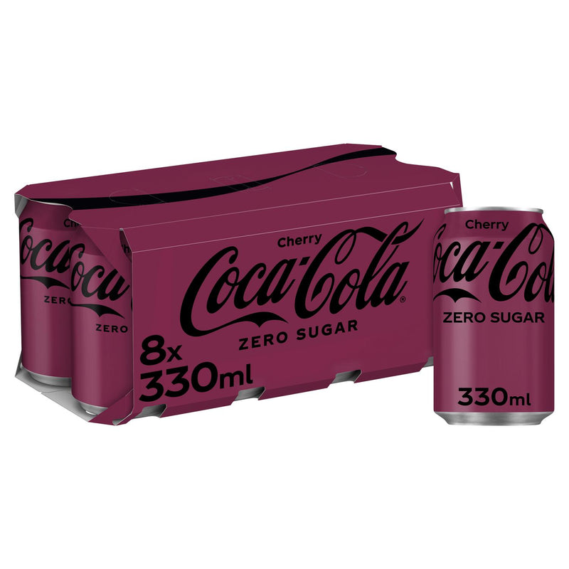 Coca Cola Zero Sugar Cherry cola drink 8x330ml - British product