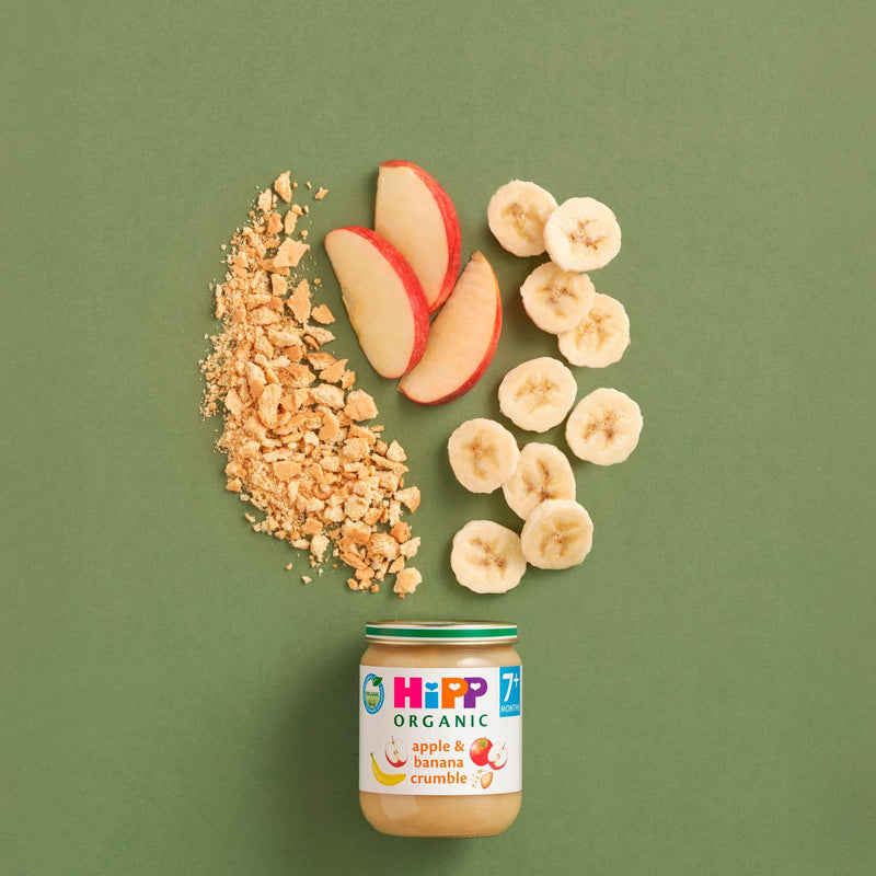 HiPP organic apple banana crumble baby food jar 160g, UK version