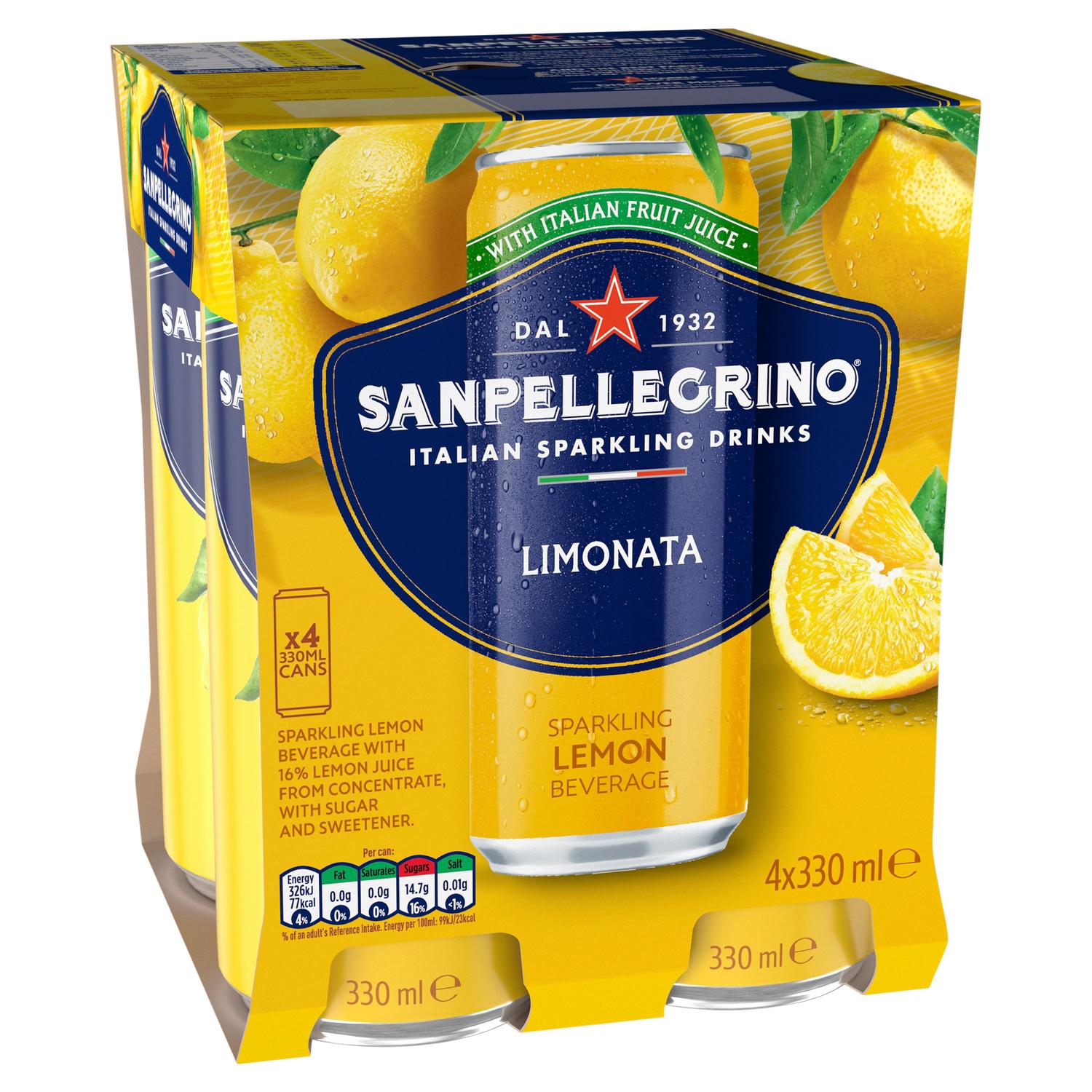 San Pellegrino Sparkling Lemon Drink 4 x 330ml (British brand)