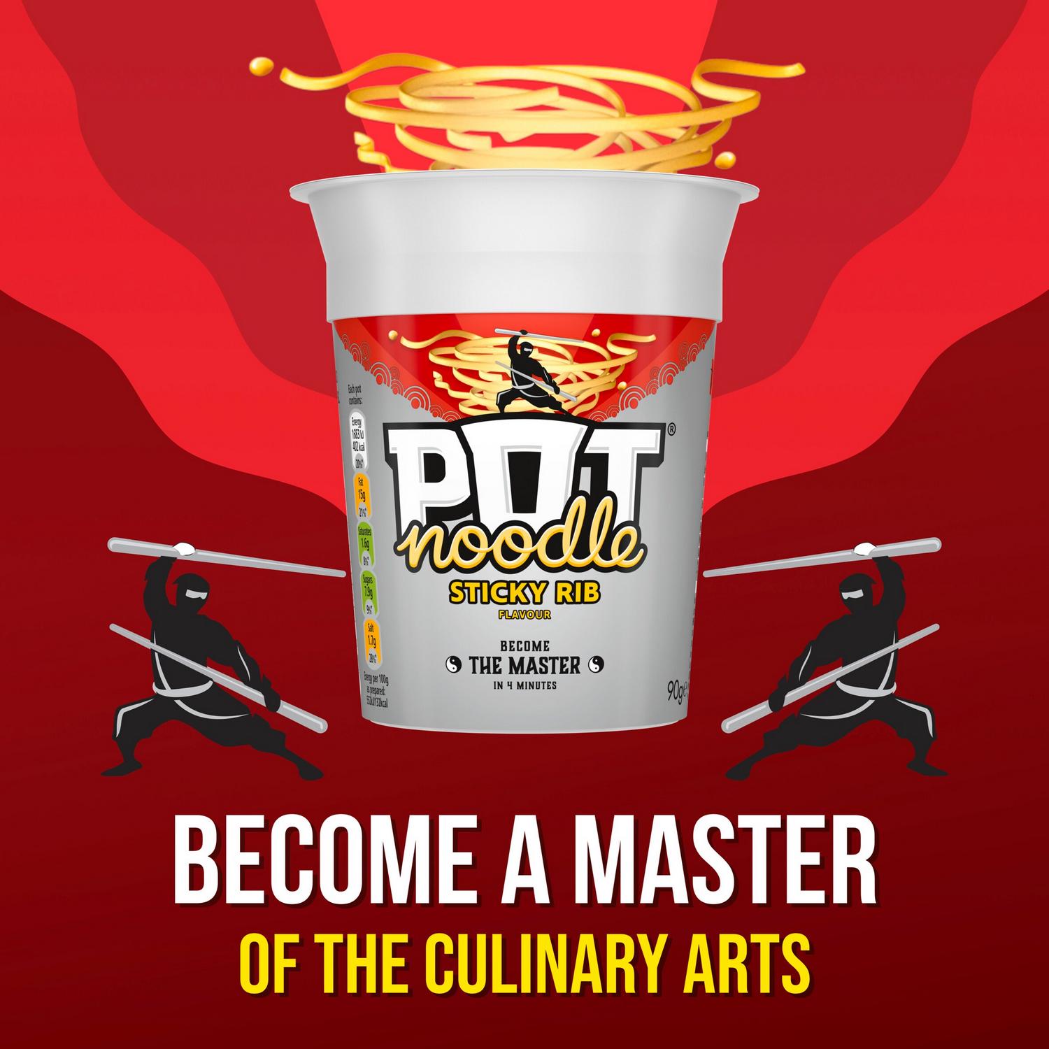 Pot Noodle Sticky Rib Instant Noodles 90g, imported from the UK