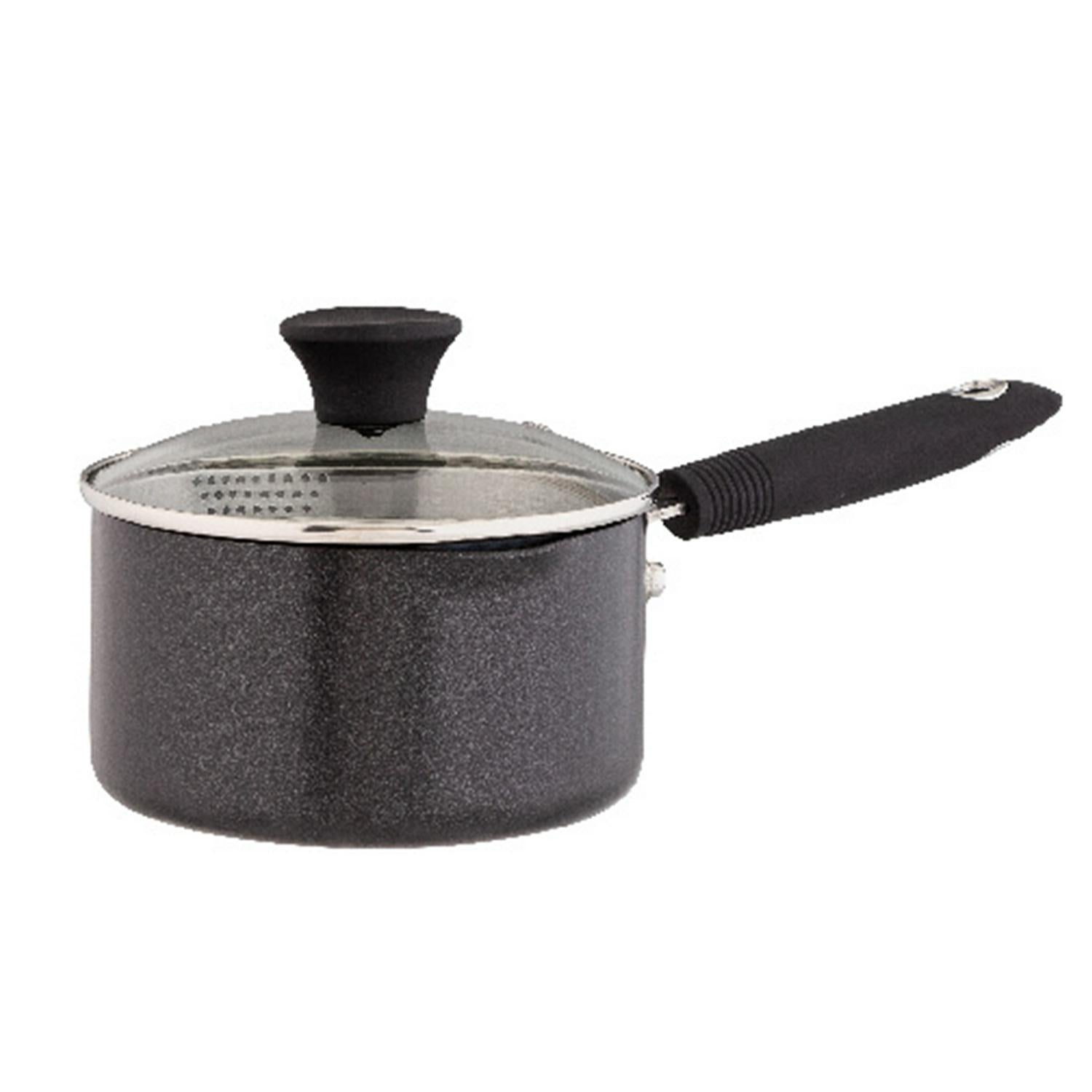 Habitat 16cm black saucepan with tempered glass lid, UK version