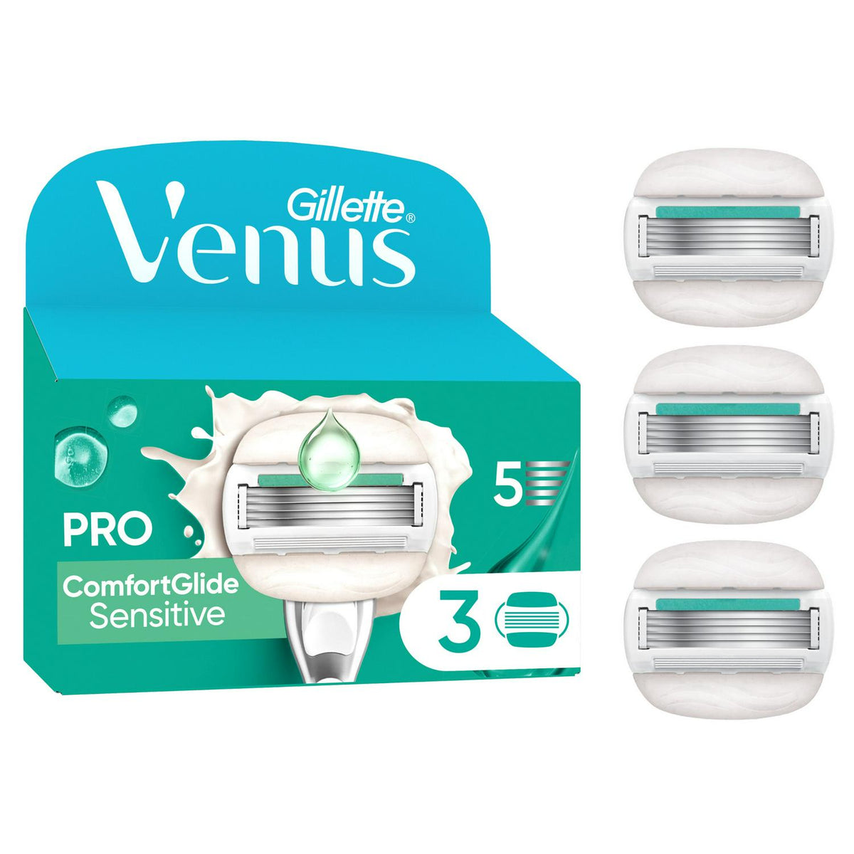 5-Blade Sensitive Skin Razor Refill Cartridges with Moisture Bars