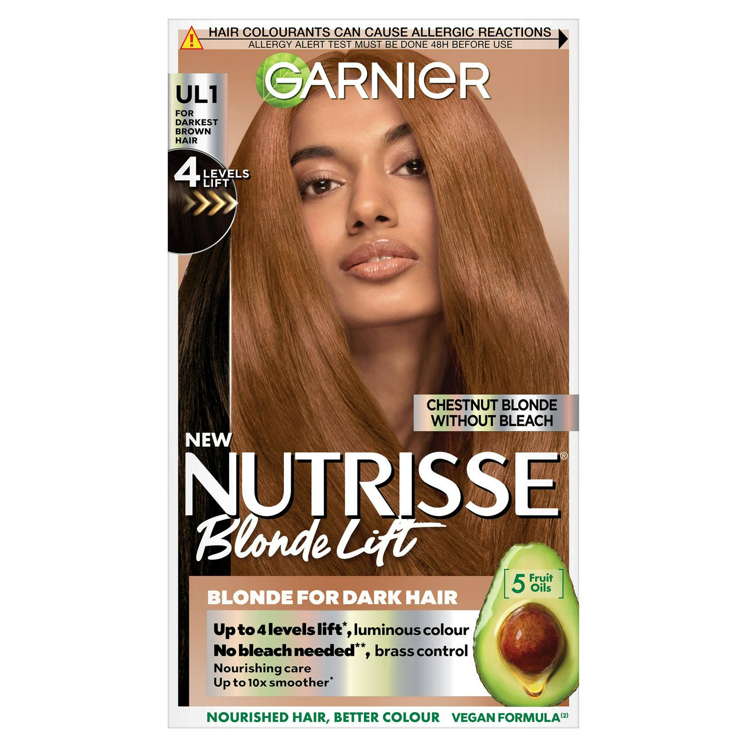 Garnier Nutrisse BlondeLift UL1 Chestnut Blonde Permanent Hair Dye Kit, UK version